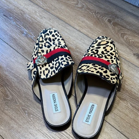 Steve Madden Animal Print Loafers with Red and Black Accents - Picture 2 of 4